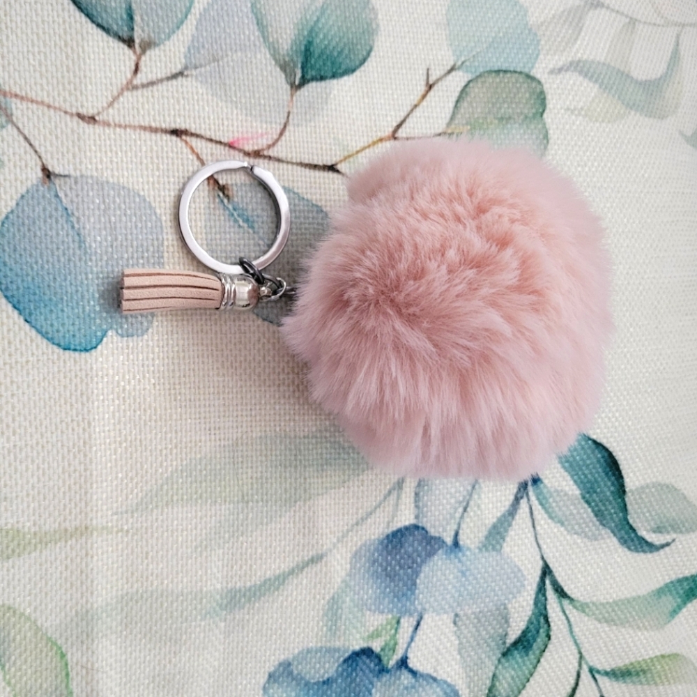 Light pink poof keychain
